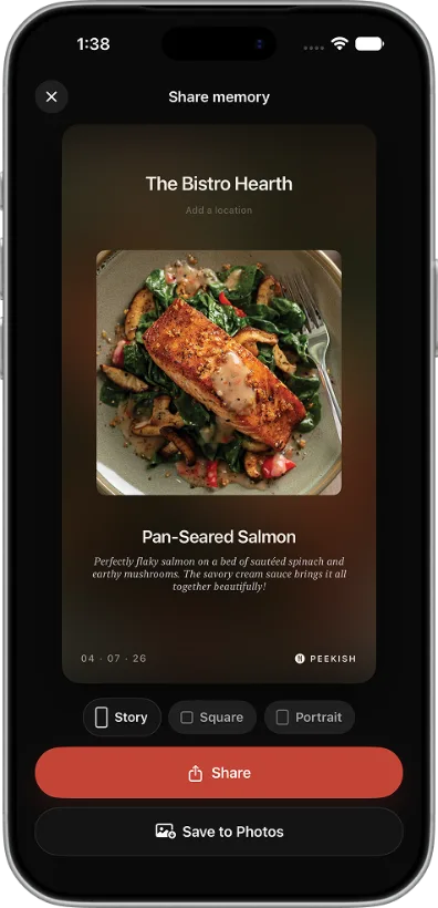 Peekish share memory screen