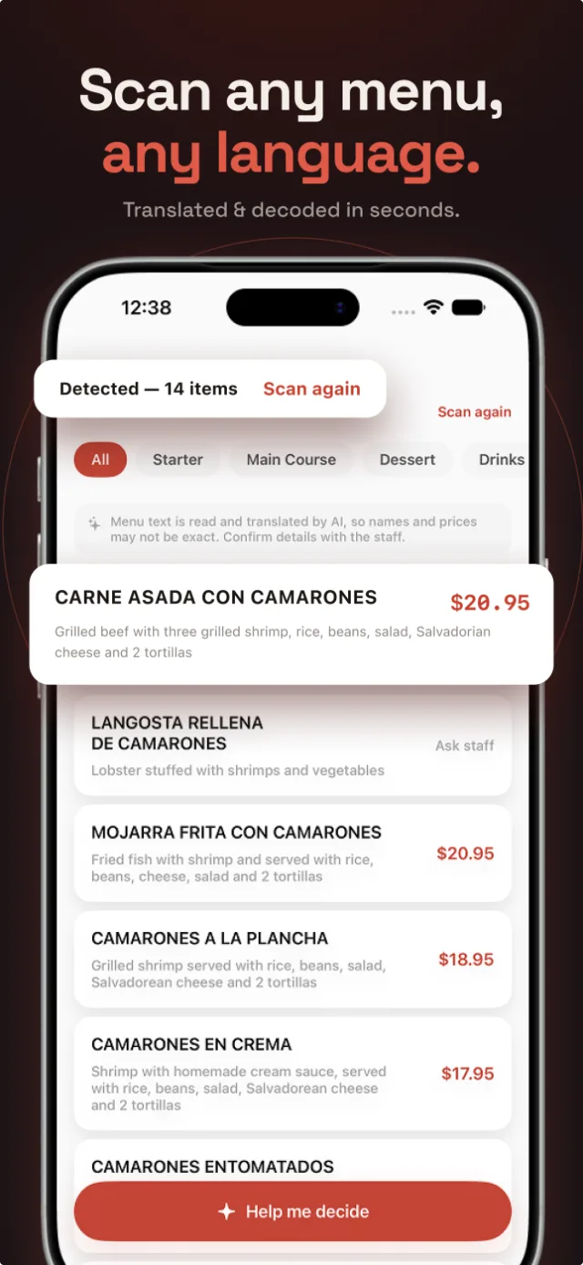 Scan any menu, any language
