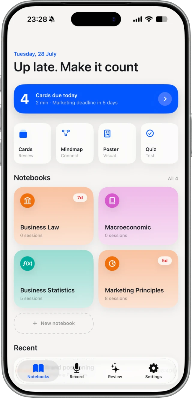 ReQuest Notebooks screen on iPhone